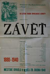 Pardubice, Řemeslnická jednota, Závěť - plakát, 1940