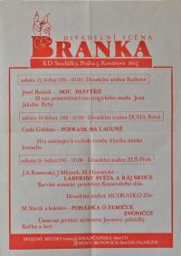 Praha-Stodůlky, Div. scéna Branka, plakát na leden 1991