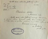 Jižná, Jablonský, oznámení o valné hromadě, 1933