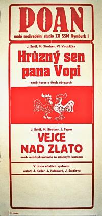 Nymburk, POAN, Hrůzný sen pana Vopi / Vejce nad zlato, plakát, 1977