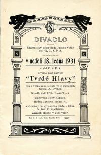 Cedar Rapids, Prokop Veliký, Tvrdé hlavy - program, 1931