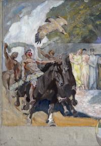 Kolín, 2. návrh opony Ludvíka Vacátka, detail návrhu, 1951