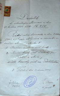 Třebíč, Palacký, spolkové stanovy, 1901