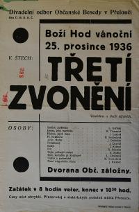 Přelouč, Občanská beseda, Třetí zvonění - plakát, 1936