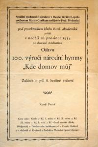 Hradec Králové, Sociální studentské sdružení, Matice Cyrilometodějská, Kde domov Můj- plakát, 1934