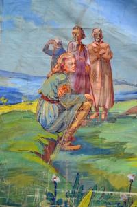 Dlouhomilov, Sokol, detail opony Praotec Čech na Řípu, autor František Flasar, 1928