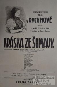 Rychnov, Katolická mládež, Kráska ze Šumavy - plakát, 1926