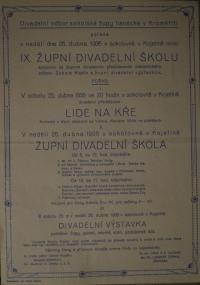 Kojetín, Sokol, Lidé na kře, IX. div. škola Sokolské župy Hanácké - plakát, 1936
