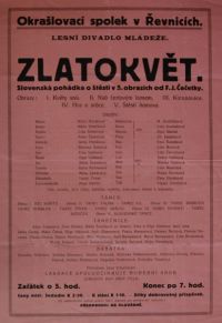 Řevnice, Lesní divadlo mládeže, Zlatokvět - plakát, 1918