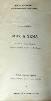 Brno, Svatoboj, Muž a žena - program, 1955