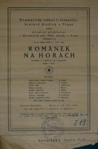 Praha-Nové Město, 1.čsl. krojová družina, Románek na horách - plakát, 1920