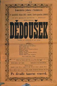 Pardubice, Řemeslnická jednota, Dědoušek - plakát, 1892