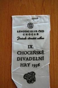 Choceň, Choceňské divadelní hry, stužka účastníka, 1956