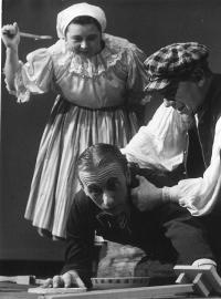 Brno, Dělnické divadlo, J. K. Tyl: Lesní panna, Jiří Malý jako vyplácený mladý Taussig, 1956