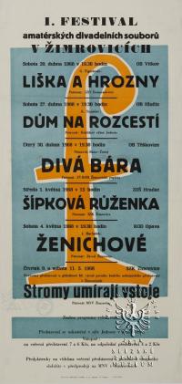 Žimrovice, I. Festival amatérských divadelních souborů - plakát, 1968