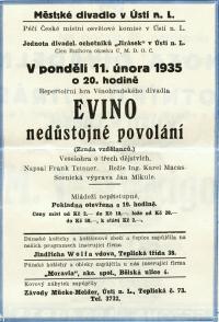 Ústí nad Labem, Jirásek, Evino nedůstojné povolání - program, 1935