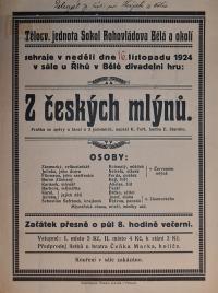 Rohovládová Bělá, Sokol, Z českých mlýnů - plakát, 1924