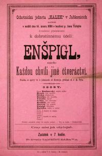 Jabkenice, Hálek, Enšpígl - plakát, 1886