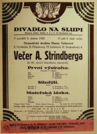 Divadlo Na Slupi, Večer A. Strindberga - plakát, 1929