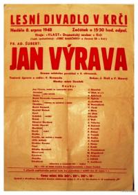 Praha-Krč, Vlast, Jan Výrava - plakát, Lesní divadlo Krč, 1948