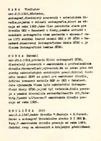 SČDO, Klub scénografů, výstava Česká amatérská scénografie, PQ 1983, charakteristika účastníků výstavy Hana, Honsa, Hnilička
