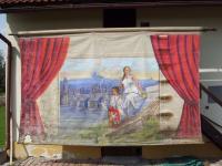 Choťánky, o. Nymburk, opona Matka vlast, neznámý autor, soukromé vlastnictví, s.a., zničena 2014