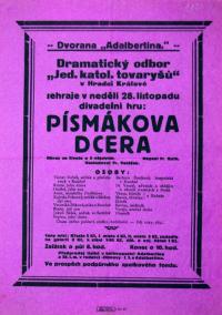 Hradec Králové, Jednota kat. tovaryšů, Písmákova dcedra - plakát