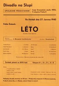 Praha-Nové Město, Dramatické studio MNS, Léto, v Divadle Na Slupi- plakát, 1940