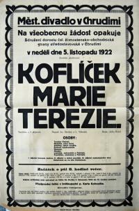 Chrudim, Strana živnostensko-obchodnická středostavovská, Koflíček Marie Terezie - plakát, 1922