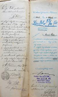 Červená Řečice, protokol o účasti hasičů na divadelním představení, 1908