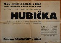 Hradec Králové, Lidová opera, Hubička - plakát, 1953