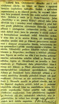 Pečky, Tyl, Sestřičky u sv. Panny Kláry - novinový článek, 1933