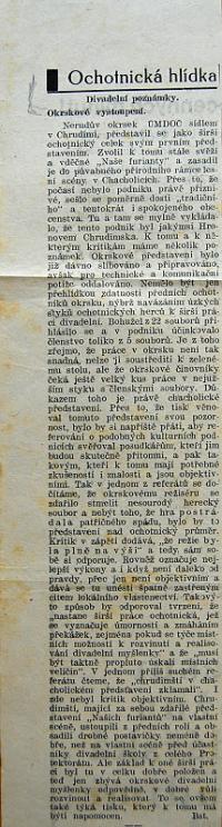 Chrudim, Nerudův okrsek, novinový článek, 1941