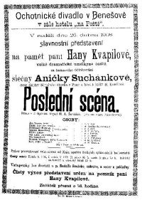 Benešov, Ochotnické divadlo, Šimáček, Poslední scéna - plakát, 1908