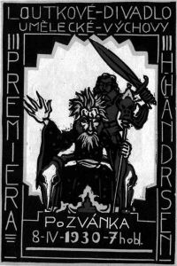 Praha-Vinohrady, Umělecká výchova, Andersen - pozvánka, 1930.