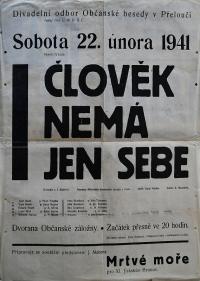 Přelouč, Besední ochotnické divadlo, Člověk nemá jen sebe - plakát, 1941