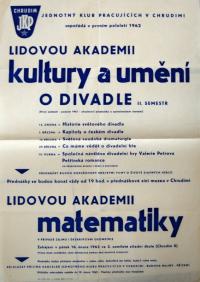 Chrudim, Jednotný klub pracujícíhc, Lidová akademie kultury a umění - plakát, 1962