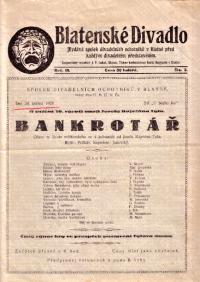 Blatná, Spolek divadelních ochotníků, Bankrotář, 1926