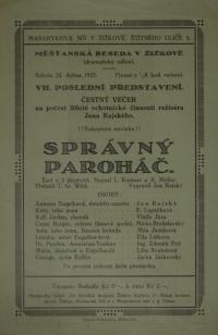 Praha-Žižkov, Měšťanská beseda, Správný paroháč - plakát, 1927