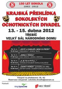 Třebíč, Krajská přehlídka sokolských ochotnických divadel - plakát, 2012
