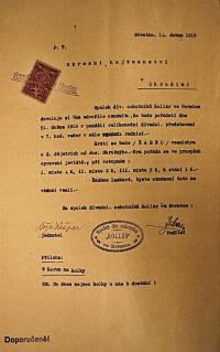 Svratka, Kollár, Žabec, 1919