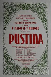Sebranice, Častolar, Pustina - plakát, 1933