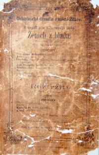 Žďár nad Sázavou, Ochotnické divadlo, Ženich z hladu - plakát, 1864