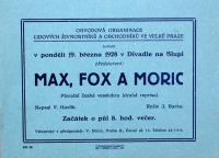 Praha-Nové Město, Divadlo Na Slupi, Max, Fox a Moric - plakát, 1928
