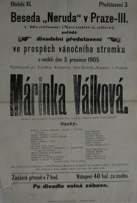 Praha-Malá Strana, Neruda, Márinka Válková - plakát, 1905