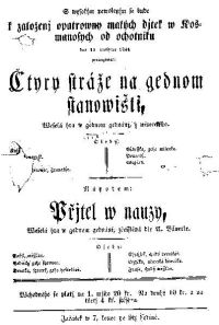 Kosmonosy, Divadelní družstvo, Čtyry stráže na jednom stanovišti - plakát, 1844