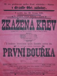 Slaný, SDO, Zkažená krev, První bouřka  - plakát, 1898