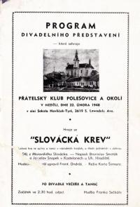 Kostelany nad Moravou, Čtenářský spolek, Slovácká krev - program, 1948