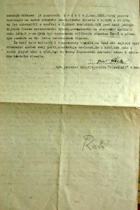 Rabí, Vlastimil, dopis o činnosti spolku, 1953