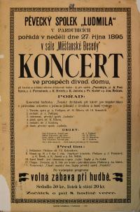 Pardubice, Ludmila, Koncert - plakát, 1895